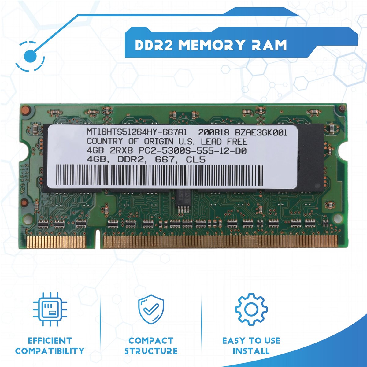 Ddr2 Ram - ABAN DDR2 4GB Laptop Ram-geheugen 667Mhz