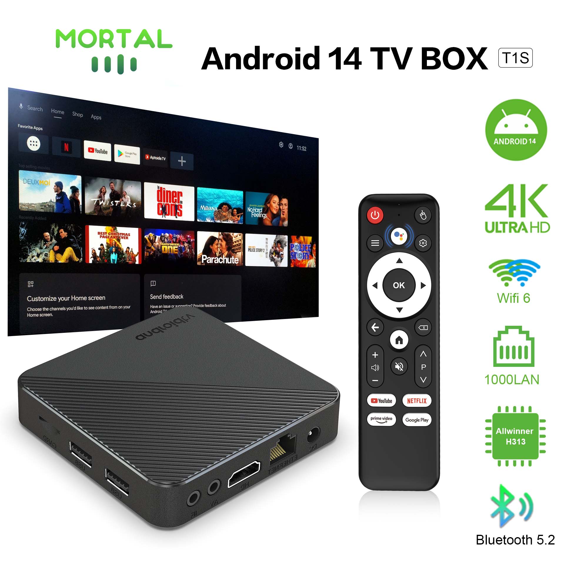 Ddr3 8Gb - Android14 Smart Home theater TV Box